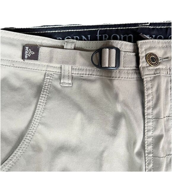 Prana Zion Pant Mens Smlx32L Stretch Straight Roll Up Belted Hiking Tan - Picture 3 of 9